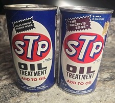 2 Vintage STP The Racer's Edge 1960's Oil Treatment Can Full 15 Oz. 1974-1976
