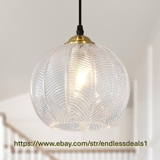 Clear Glass Pendant Light, Single Large Globe Shade Hanging Chandelier, 9.8-I...