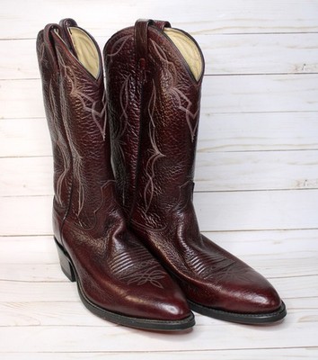 Men's Dan Post El Paso Cherry Leather Cowboy Booths Size 10,5 D - Made in USA