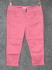 Curve Appeal Cropped Jeans Womens Size 12/31 Pink Stretch High Rise 5-Pocket