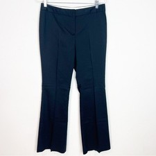 TAHARI BLACK PINSTRIPE FLARE FLAT FRONT DRESS SLACKS PANTS TROUSERS WOMENS SZ 8