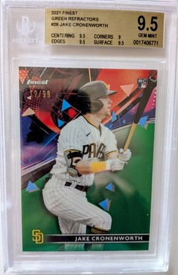 2021 Topps Finest Jake Cronenworth Green Refractor /99 #26 BGS 9.5 Gem Mint RC