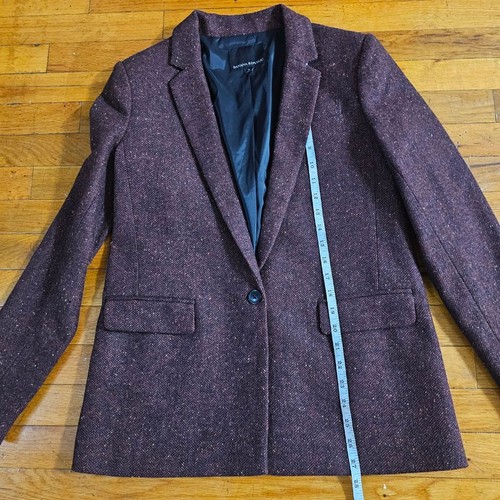 Banana Republic Women's Burgundy Orange Tweed Blazer Size 4 Wool and silk - Picture 4 of 8