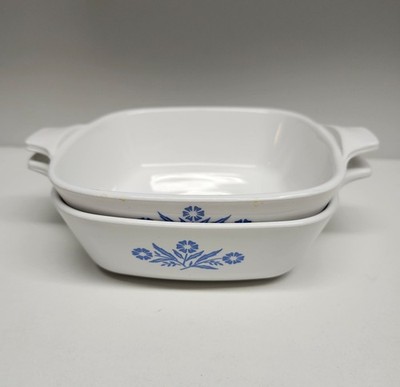 2- CorningWare P-41 Cornflower Blue Petite Pans Blue Stamp Casserole Dishes