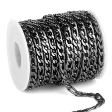 Gunmetal 33ft Figaro Chain Roll 6mm Stainless Steel Jewelry Making Links Bulk