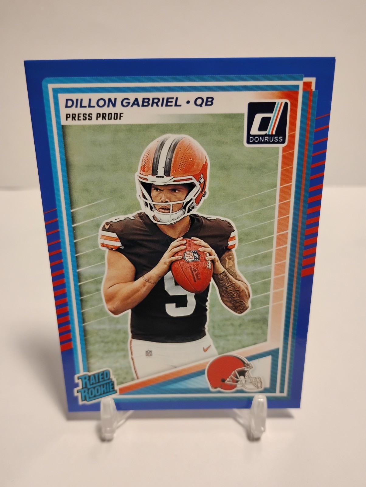 2025 Donruss Dillon Gabriel Rated RC Blue Press Proof #316 Cleveland Browns
