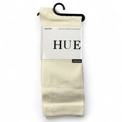 Hue Womens Ivory Cream Luster Flat Knit Socks OSFM Dress Socks