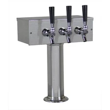 Kegco TTOW-3F-BRUSH Brushed Stainless Steel T-Style 3 Tap Draft Beer Keg Tower