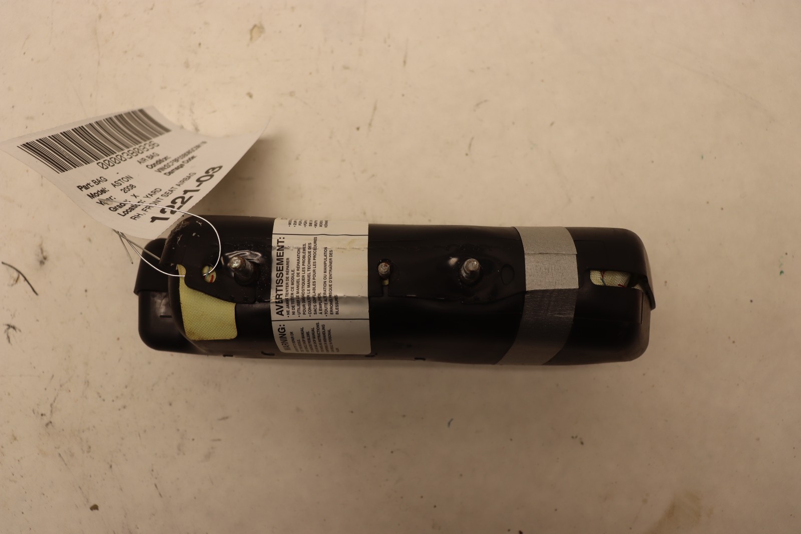 2006-2008 ASTON MARTIN V8 VANTAGE FRONT RIGHT PASSENGER SIDE SEAT AIR BAG OEM