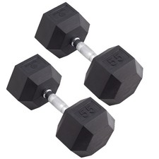 Body Sport Rubber Encased Hex Dumbbell Weight   Exercises   55 lb Pair