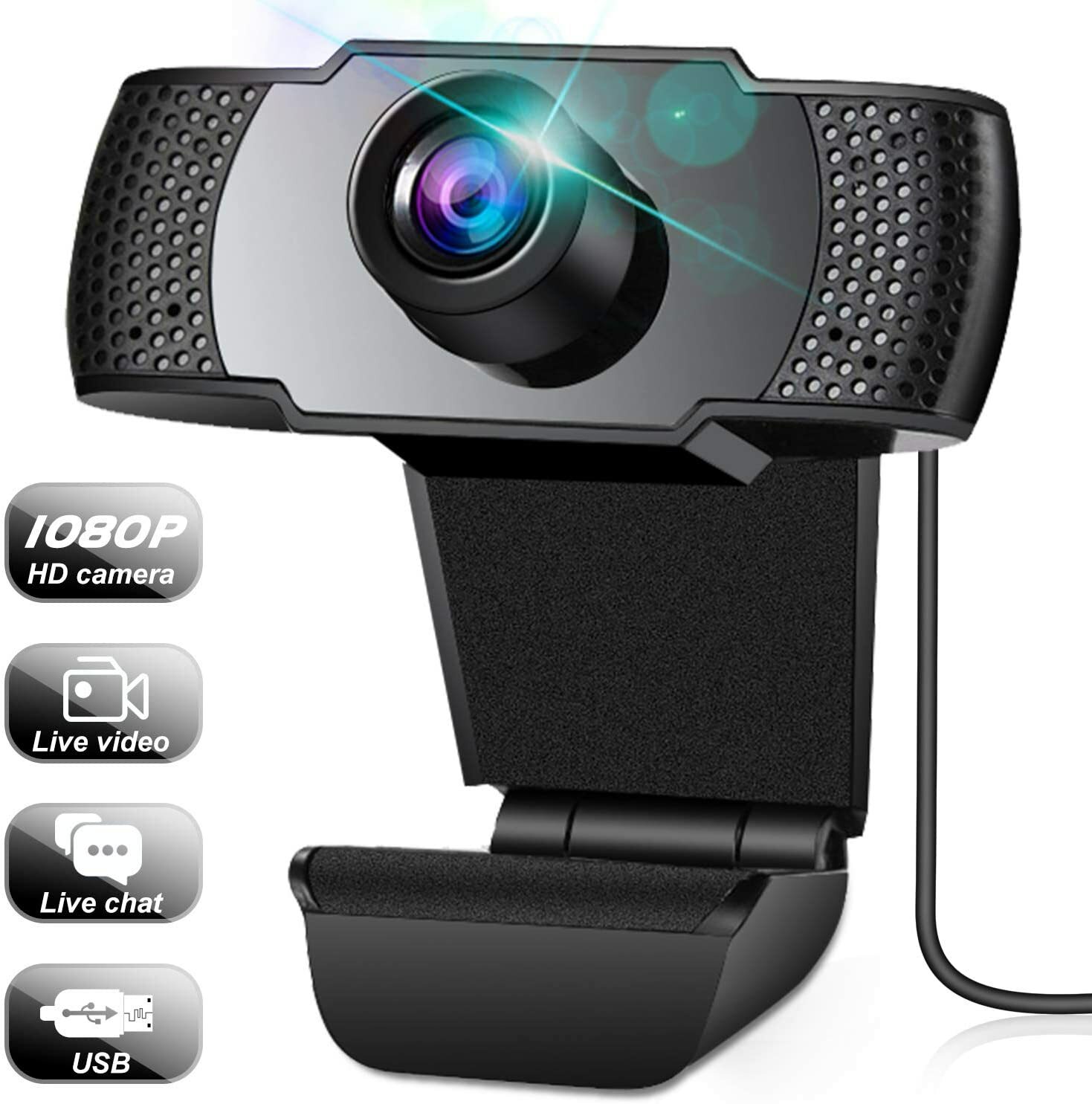 Webcam, Webcam with Microphone, Full 1080P HD Video Webcam, Streaming Computer W-image