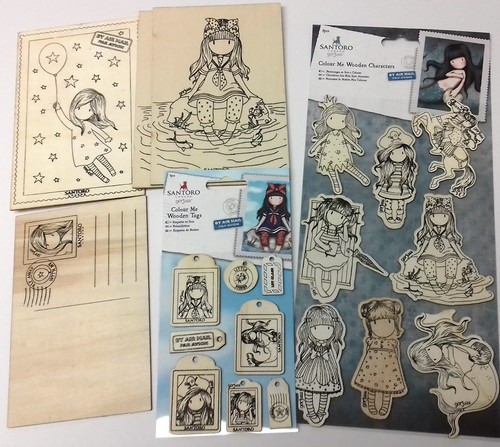 Santoro Gorjuss Postal Collection Embellishments wooden characters tag postcard - Picture 1 of 4