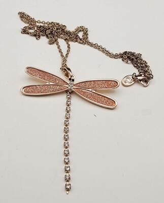 Pendentif Cœur Doré Avec Strass - Création Faite Main Signée Cécile Jean - Bon état