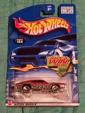 2002 Hot Wheels 154 Olds 442, 3 Spokes Rims Maroon NIP Race  Win Diecast