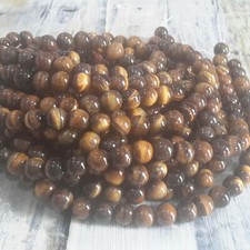 Natural Tiger Eye 8mm Approx 48 pce Strand. Free postage. Oz Seller