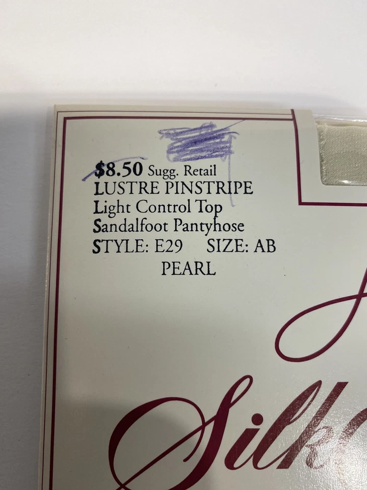 Pantimedias vintage Hanes Silky Designs Lustre a rayas perla AB NUEVAS DE STOCK Foto 3 de 4