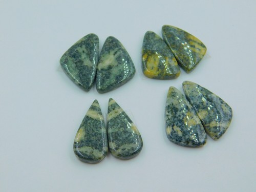 Lote de 4 pares de cabujones de jaspe de arroz verde hágalo usted mismo para pendientes par combinado - Imagen 6 de 6
