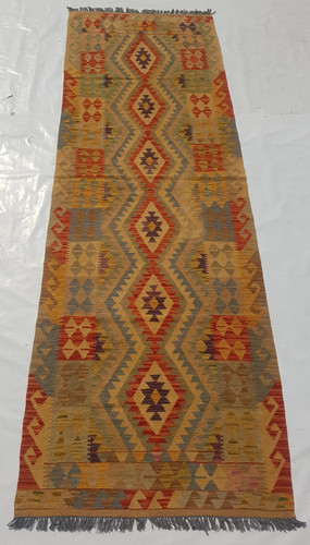 Vintage Traditional Handcrafted Turkish Kilim Runner for Home Décor 306x102cm