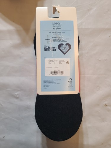 Peds Women's Extended Size Mesh Striped 6pk Sport Cut LinerSocks Black Size 8-12 - Picture 2 of 5