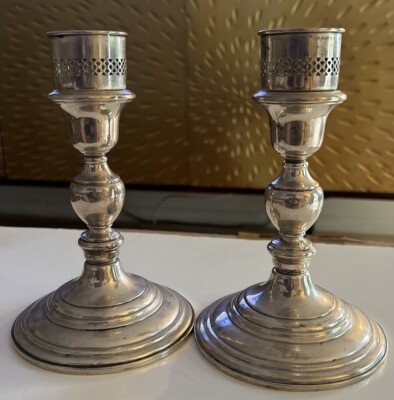 Pair Vintage Cartier Hurricane Candlestick Sterling Silver 2760