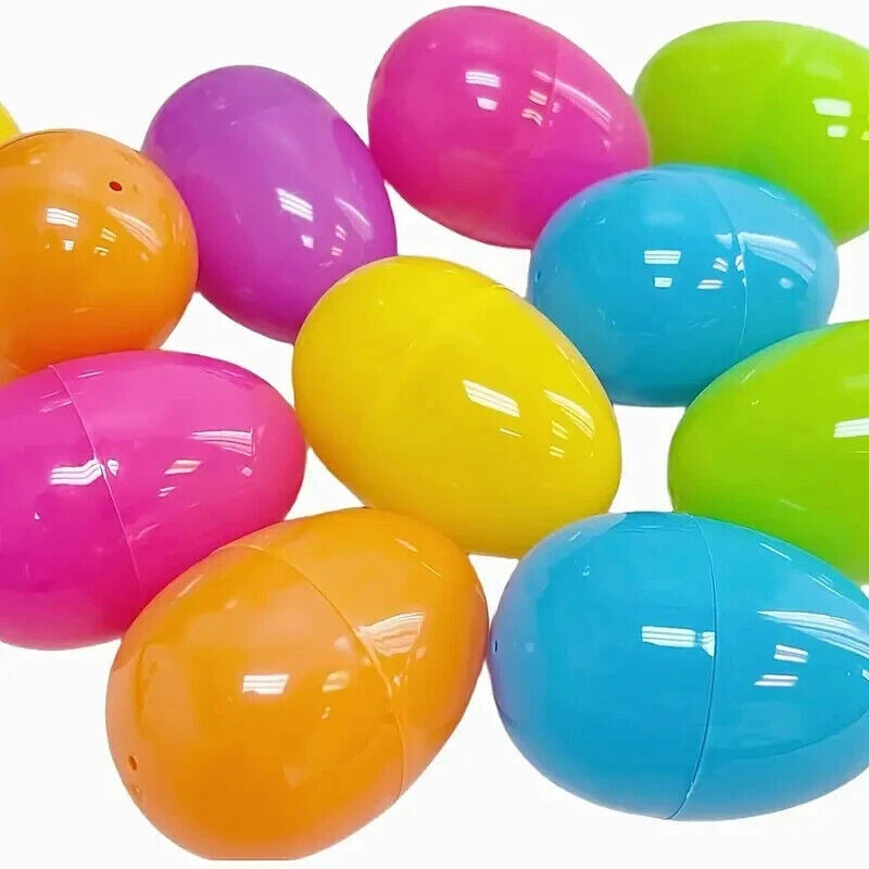 100 huevos de Pascua de plástico brillantes rellenables para caza de huevos bonificación 2 huevos de oro ENVÍO GRATUITO Foto 2 de 3