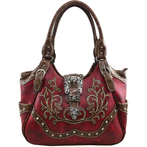 Justin West Western Floral CCW Stud Buckle Concealed Carry Handbag Purse Set - Picture 62 of 131
