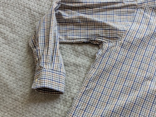 Gitman Bros Shirt Men Extra Large Blue Brown Check Button Down Long Sleeve USA - Picture 3 of 13