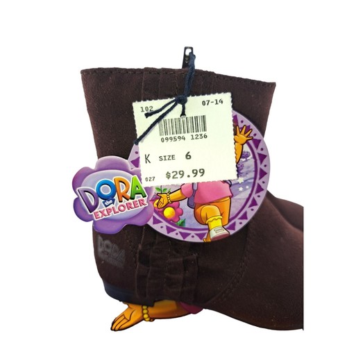New Dora the Explorer Little Girl Toddler Brown Faux Suede Ruffle Boots Size 6 - Picture 3 of 9