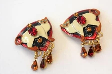 Lunch At The Ritz SIAMESE PLEASE Cat Earrings Designer Original Card Clip On