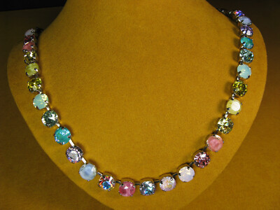 MARIANA JEWELRY NECKLACE SWAROVSKI CRYSTALS Rhod Pl Multi Color Tennis Mosaic