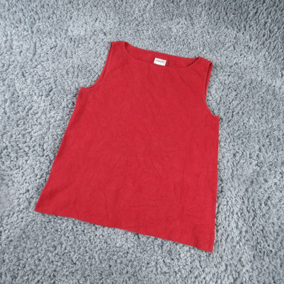 Рубашка женская Chicos 1 красная шелковая смесь без рукавов майка - Изображение 2 из 4