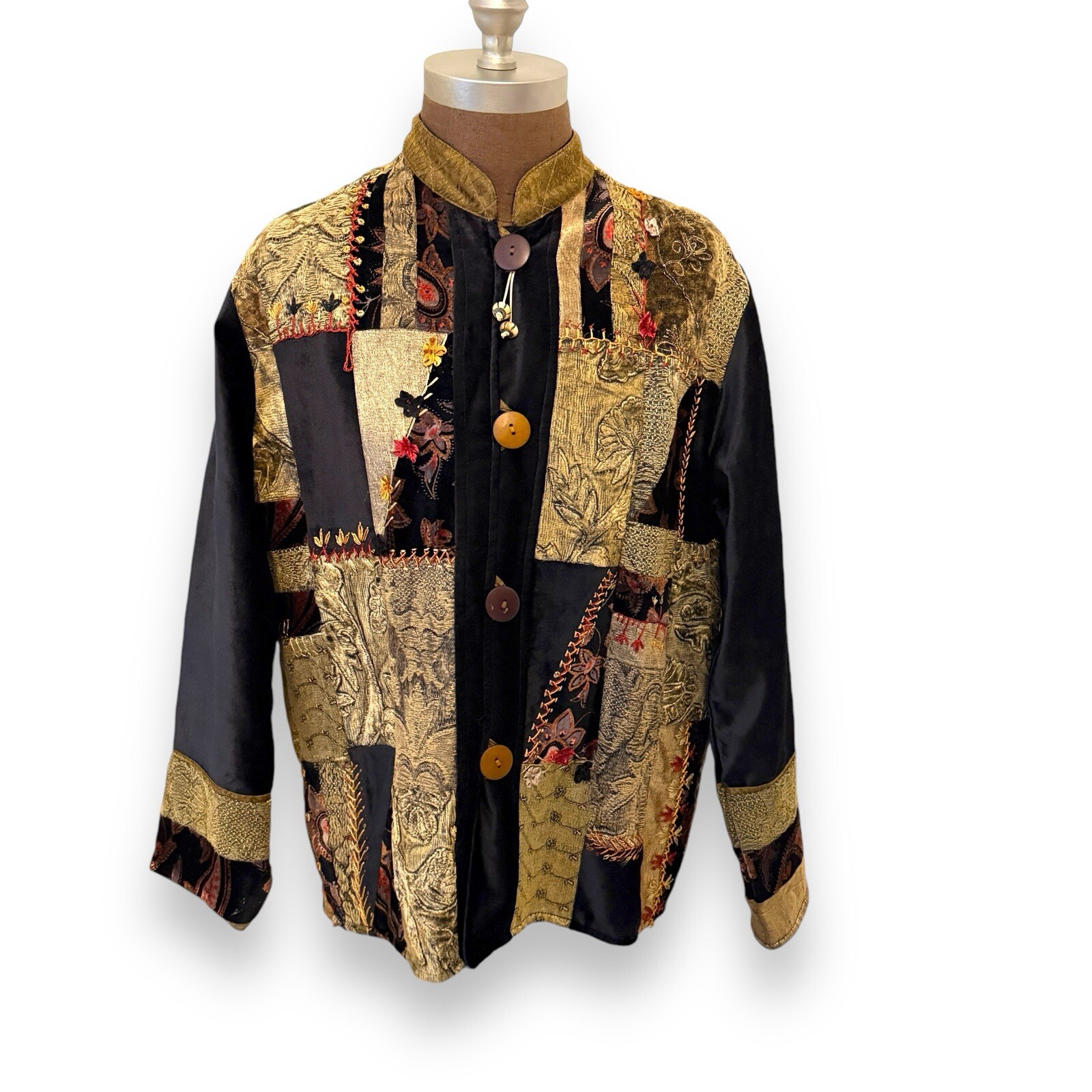 Vintage Flashback Patch Work Button Up Jacket in … - image 1