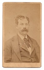 Antique CDV Circa 1870s H.j. Reed Handsome Man With Mustache In Suit Worcester