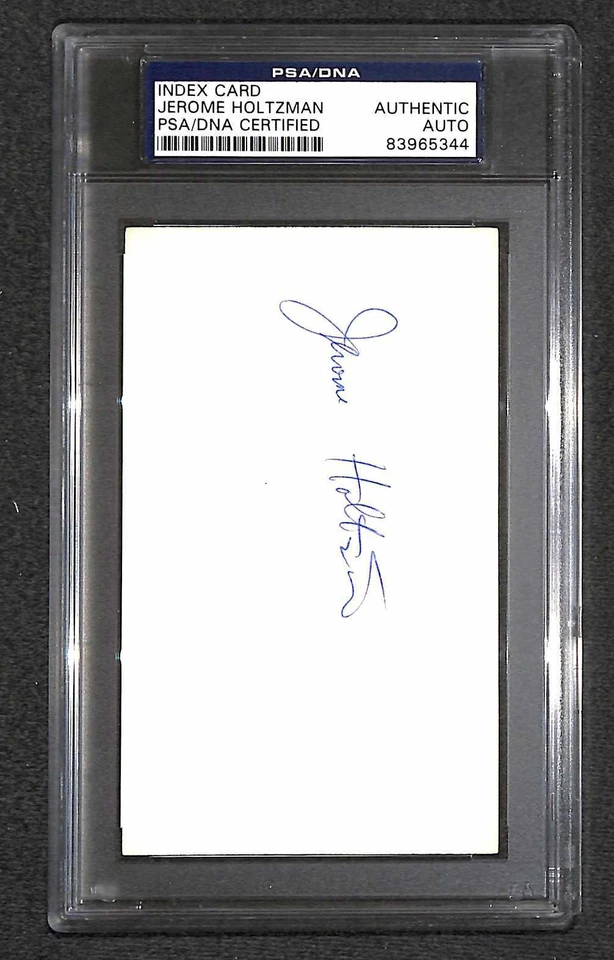 Jerome Holtzman "Invented Save Statistic" Signed 3x5 Index MLB HOF 1991 PSA Rare - Image 2 of 3
