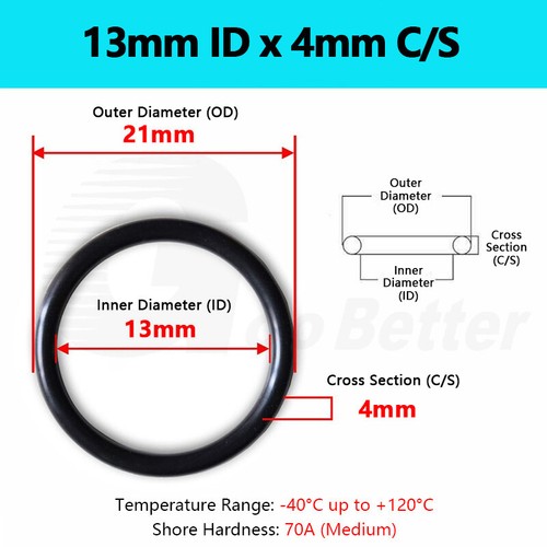 4mm Cross Section NBR 70 O-Rings Nitrile Rubber 4mm-387mm ID Oil Resistant Seals - Picture 27 of 160