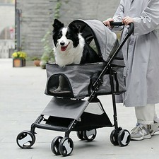 Image of Large Pet Dog Stroller Puppy Cat Pushchair Pram Carrier for Difficulty Old Pets
