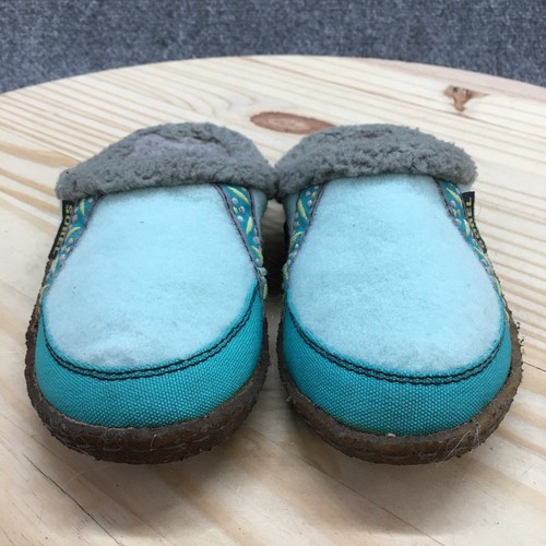 Sorel Slippers Youth 12 Nakiska Slip On Cozy Mules Blue Comfort Faux Fur Indoor - Picture 4 of 14