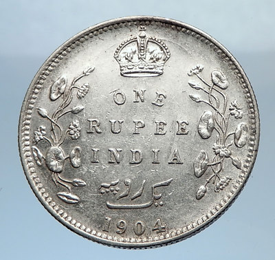 Rupee 1904(C) 114g ルピー エドワード7世 1904年 SW-7.23 1 Silver British India VII Edward Prid-190 コレクション