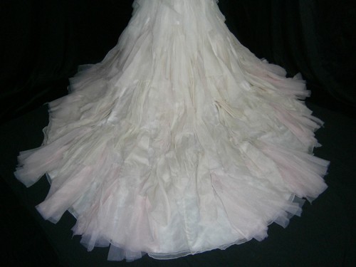 Ysa Makino Wedding Dress Silk Ball Gown 10 White Blush Pink Crystals Layers - Picture 13 of 23