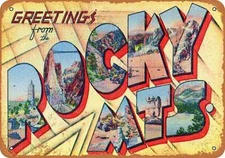 METAL SIGN - Greetings from the Rocky Mountains - Vintage Look Reproduction