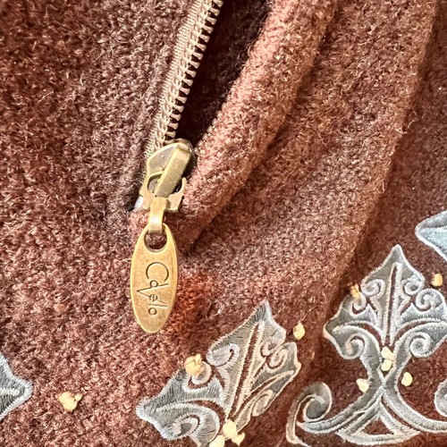 CoVelo Clothing Ethereal Fairy Grunge Embroidered Brown Boiled Wool Vest Small - Picture 6 of 15