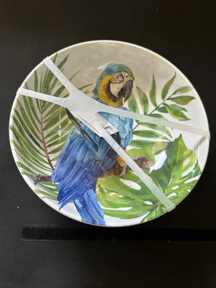 Tommy Bahama Loro/Cockatiel Juego de 4 Ensaladeras de Cereales de Melamina 7.5" Nuevo Foto 2 de 2