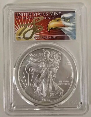 2013 S $1 American Silver Eagle 1oz PCGS MS70 Thomas Cleveland ASE Low POP Auto