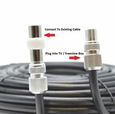 TV Ariel Lead video lead TV Lead, Aerial Coax Cable RF lead RG6 7mm Black 1m
