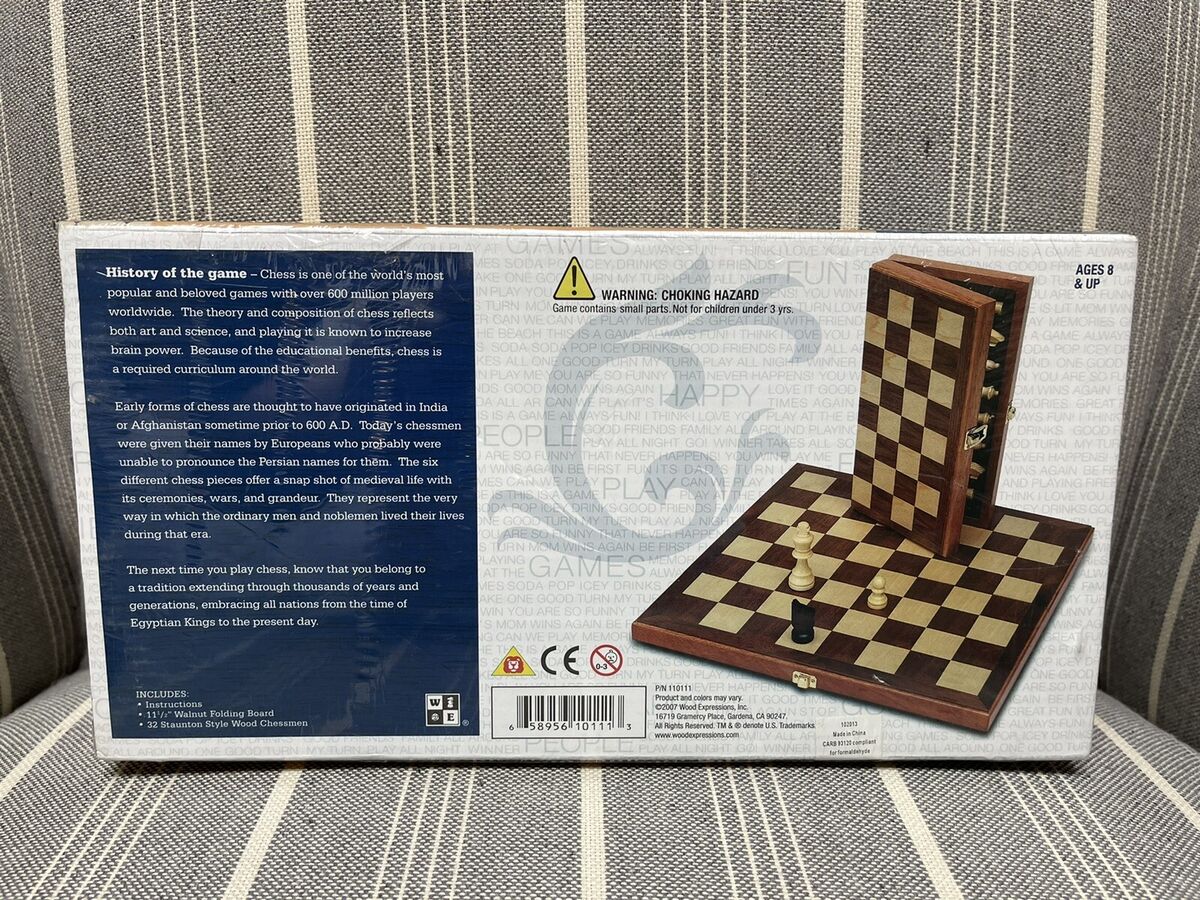 WE Games Folding Wood Travel Chess Set- 11.5 in Walnut Veneer Board