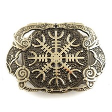 Helm of Awe german silver belt buckle, Viking Helm of Terror Scandinavian Pagan