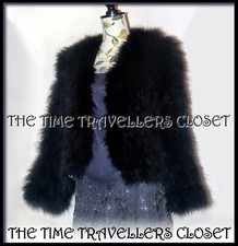 Rare Bnwt Biba Black Luxury Feather Marabou Evening Jacket Crop Small S Uk 8 36