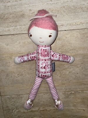 The Land of Nod Wee Wonderfuls Agnes Pink Ballerina Cloth Doll Yarn Hair