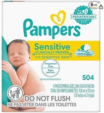 Pampers Sensitive Water Based Hypoallergenic and Unscented Baby Wipes, 504 Count