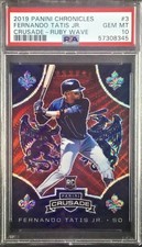 Fernando Tatis Jr. 2019 Panini Chronicles Crusade Ruby Wave Prizm RC PSA 10 /199